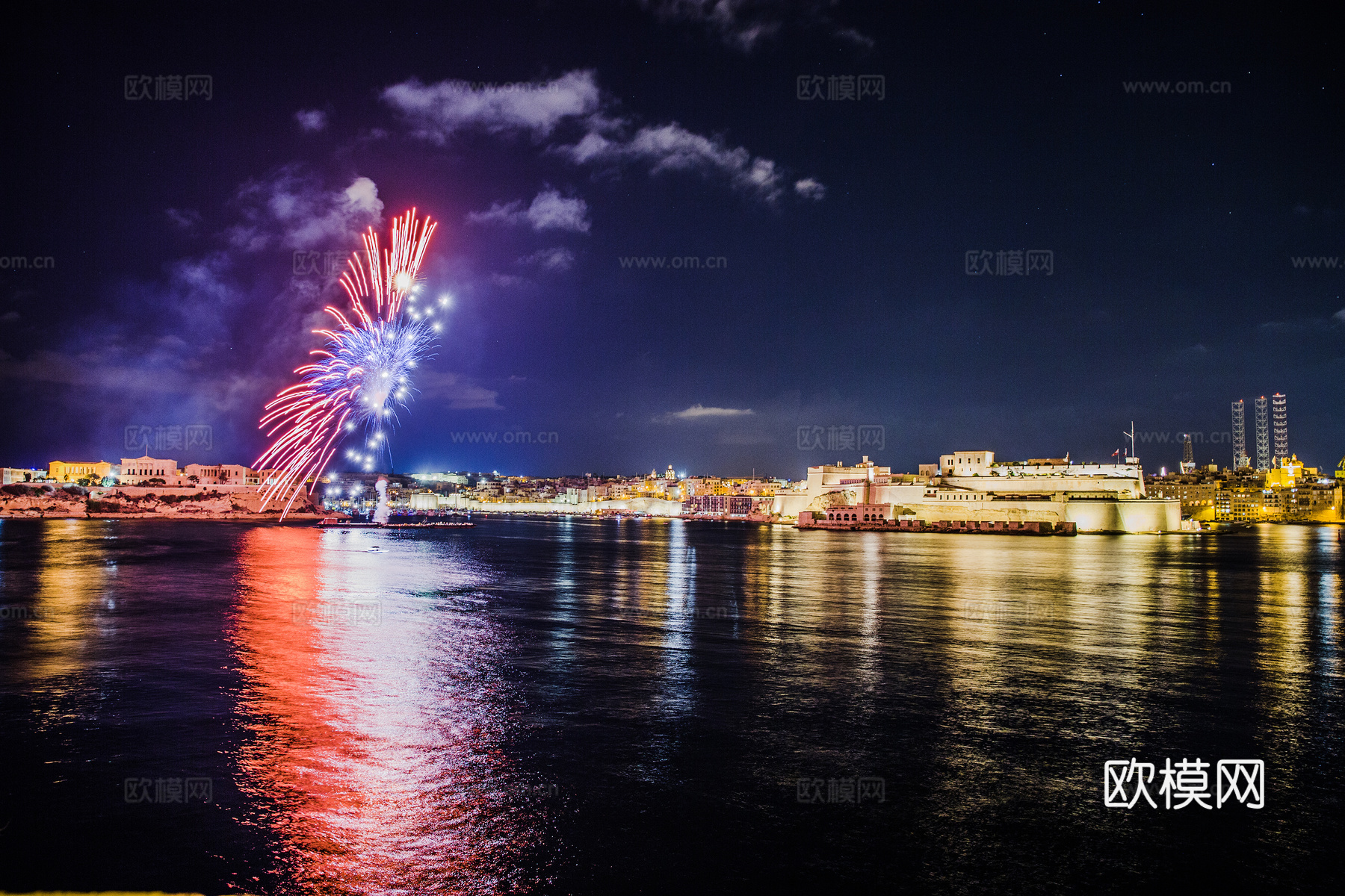 海边建筑风景 夜景 外景、城市夜景