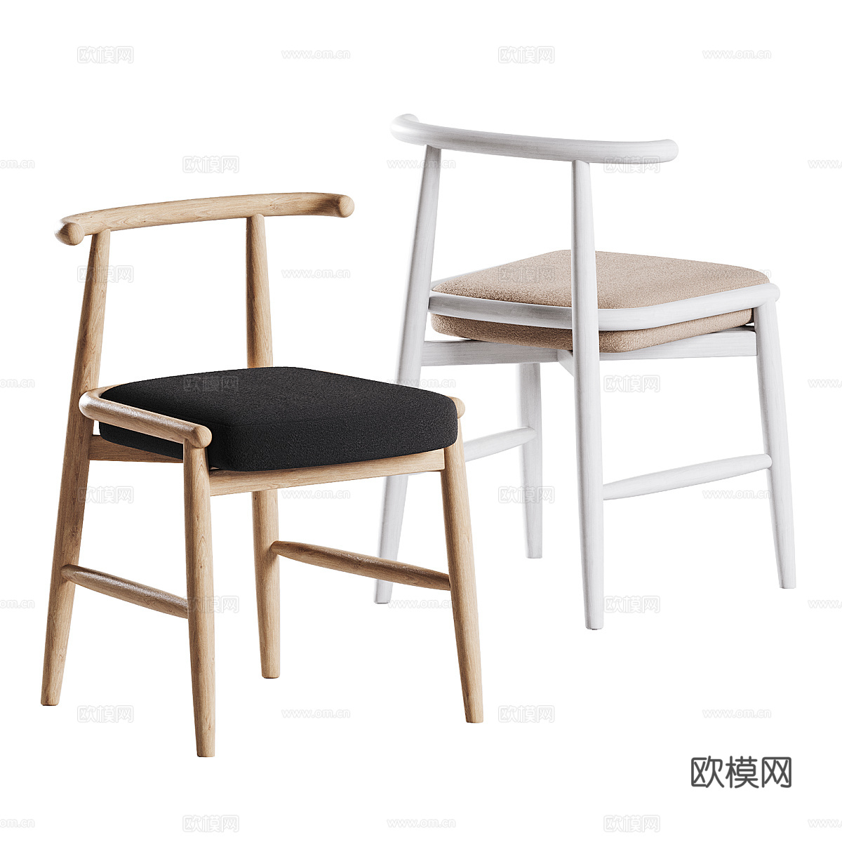 Meridiani 北欧单椅组合 餐椅 羊羔绒su模型