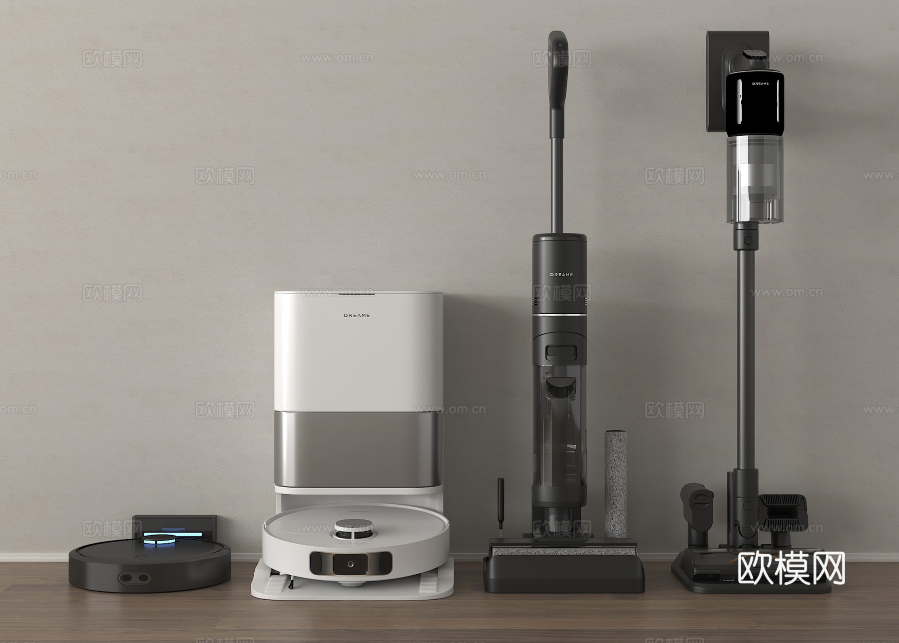 现代扫地机器人 洗地机3d模型下载