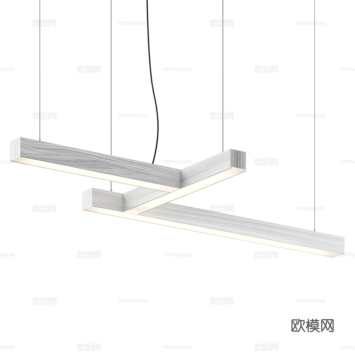 现代极简 Tunto 木质装饰线性吊灯3d模型下载（渲染图4）