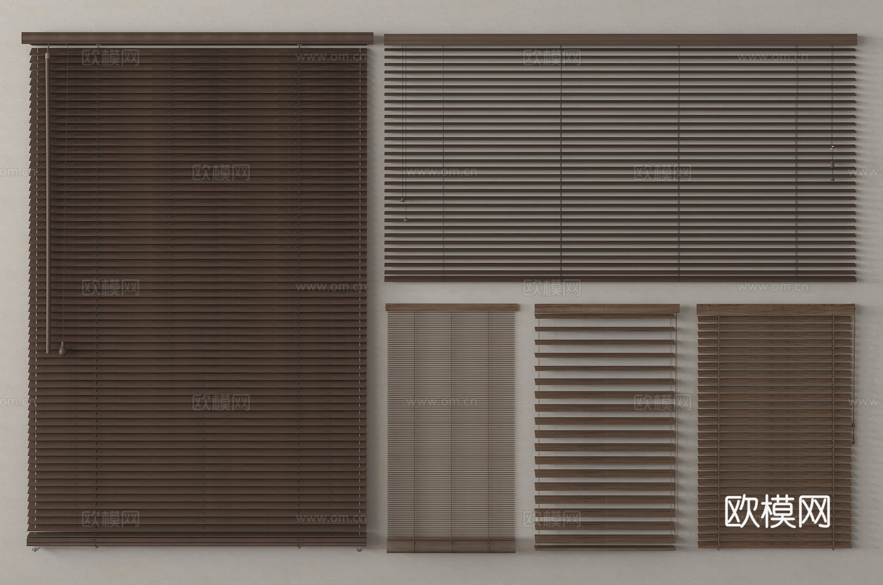 新中式百叶帘 卷帘 拉帘su模型