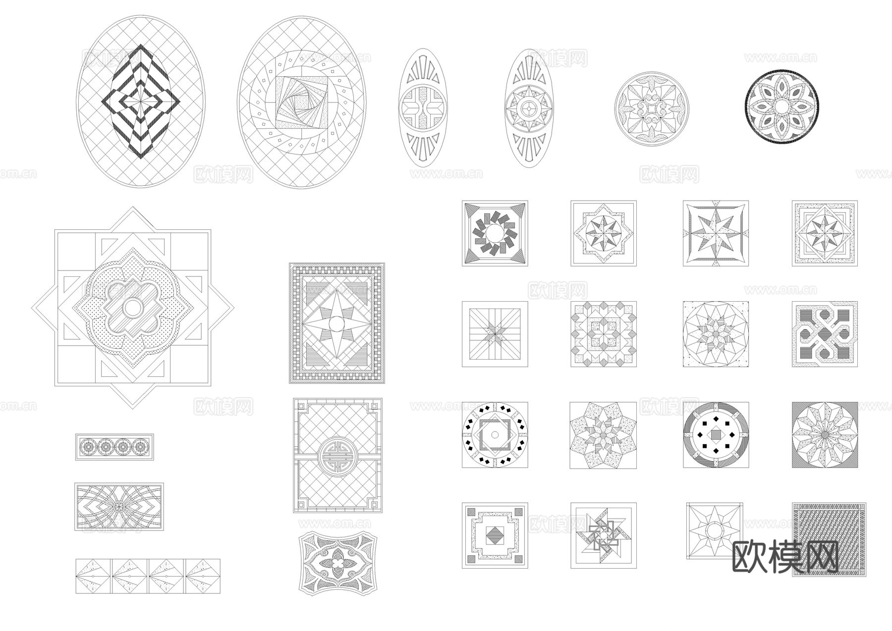 地面拼花图案cad施工图