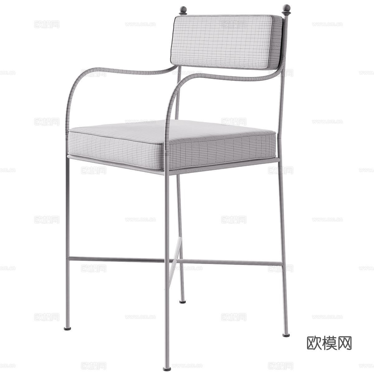 新中式中古风 Alejandra 吧台椅3d模型下载（渲染图4）