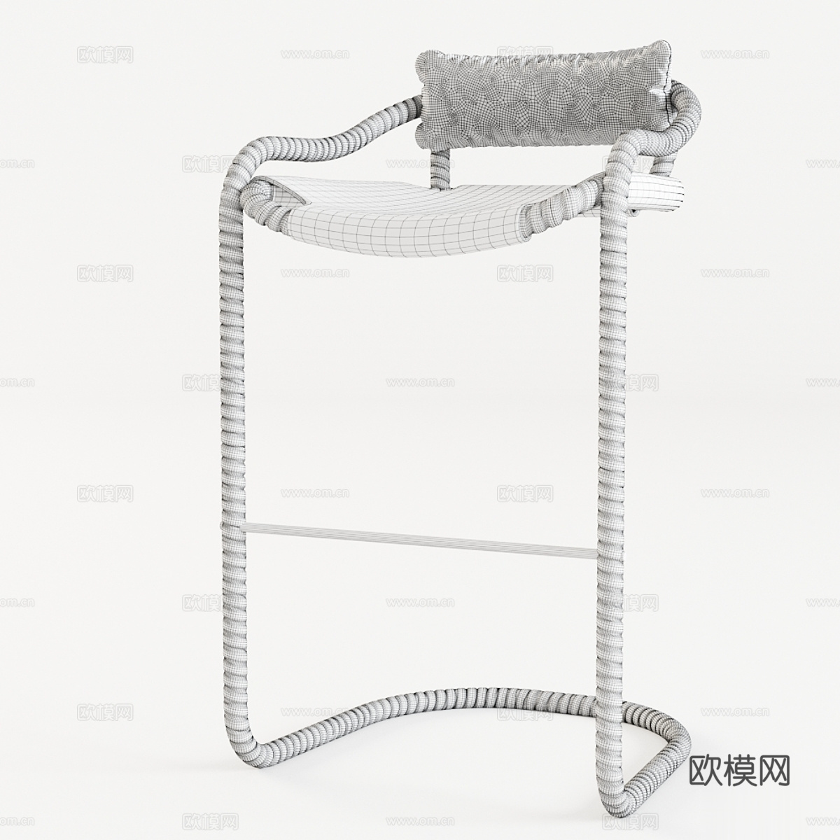 现代意式赭石 - 驯鹿吧凳3d模型下载（渲染图2）