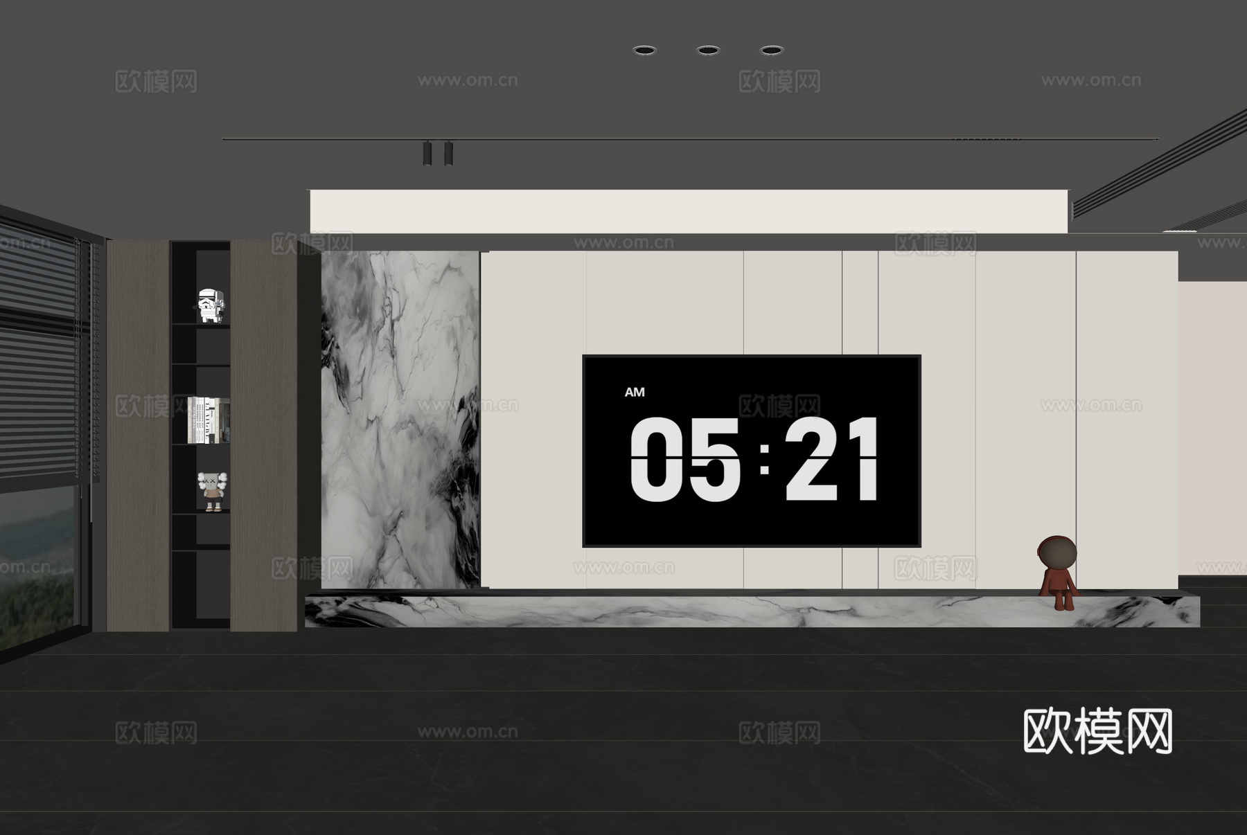 意式客厅 现代客厅 电视背景墙 电视柜 客厅背景su模型