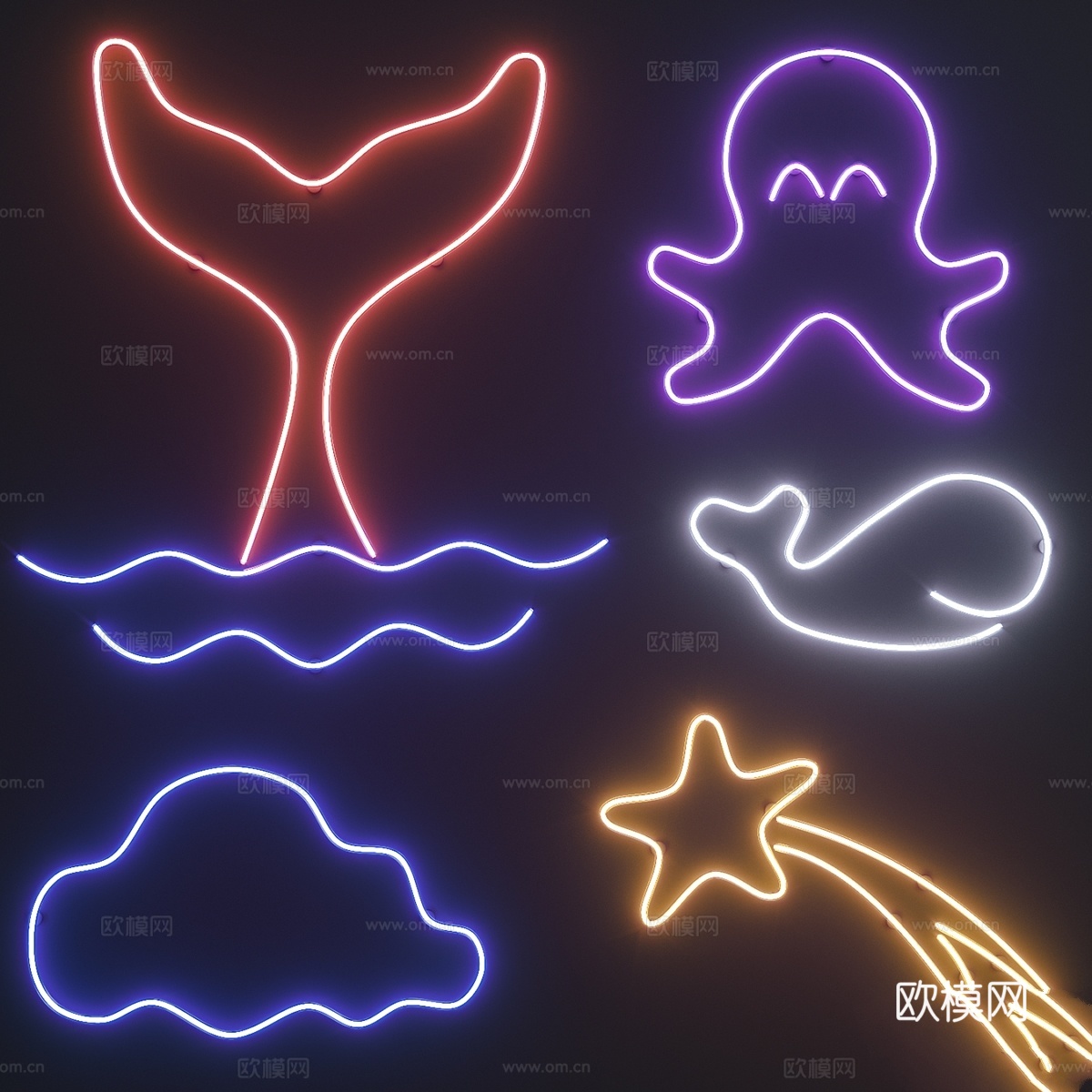 霓虹灯套装43d模型下载