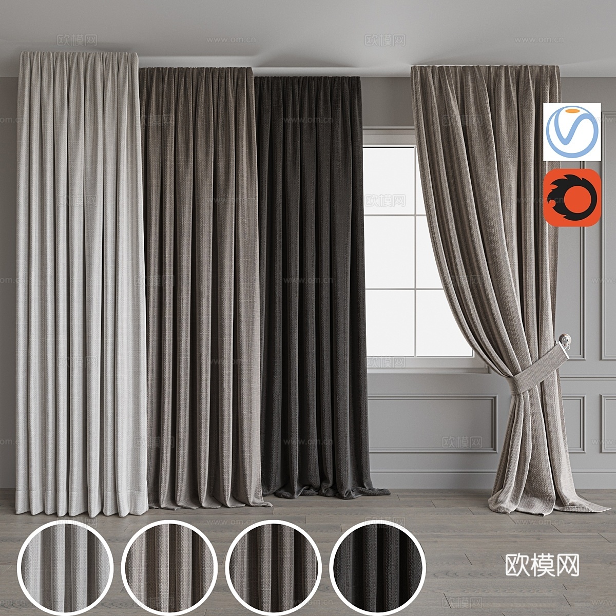 窗帘套装803d模型