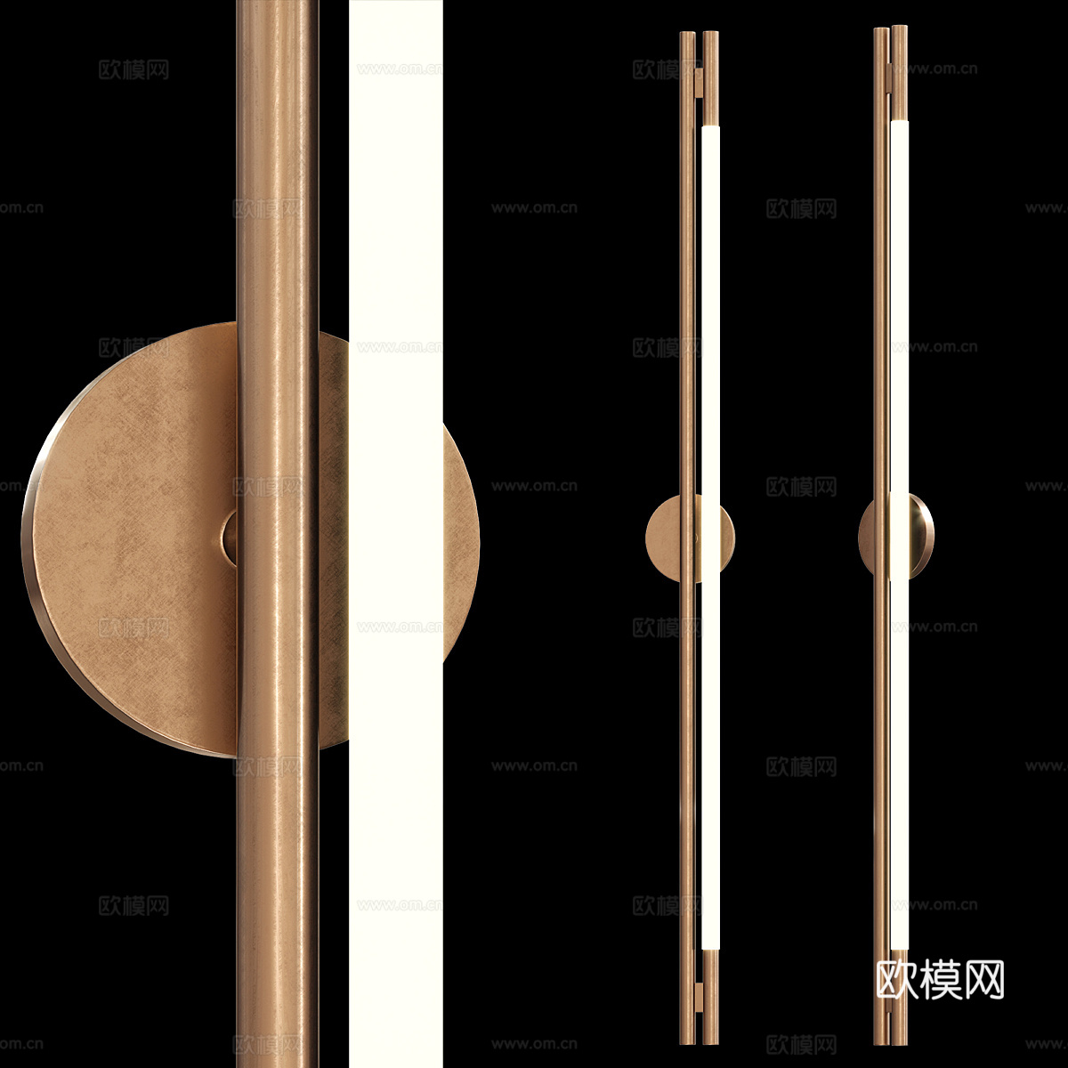 现代轻奢 Romatti 长条金属壁灯3d模型下载（渲染图2）