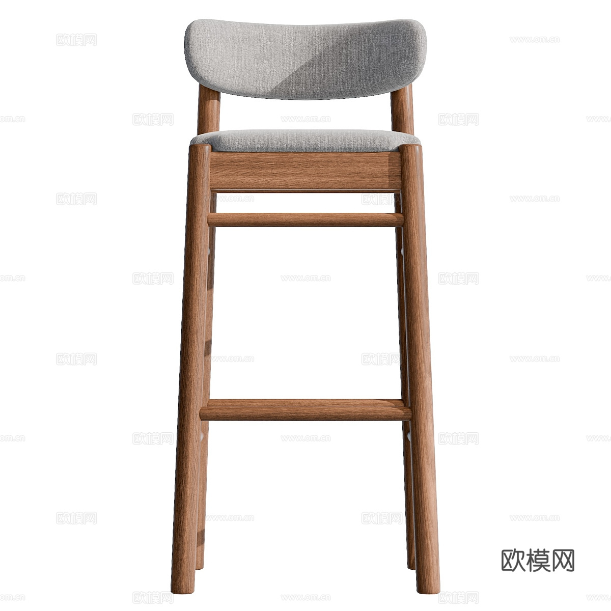 新中式 Camille 木质吧台椅3d模型