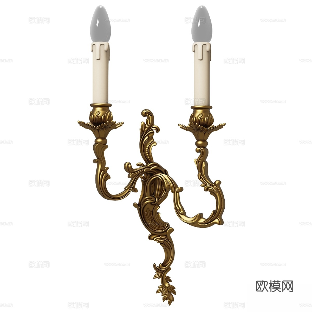 Lucien Gau路易十五古铜双灯壁饰3d模型下载