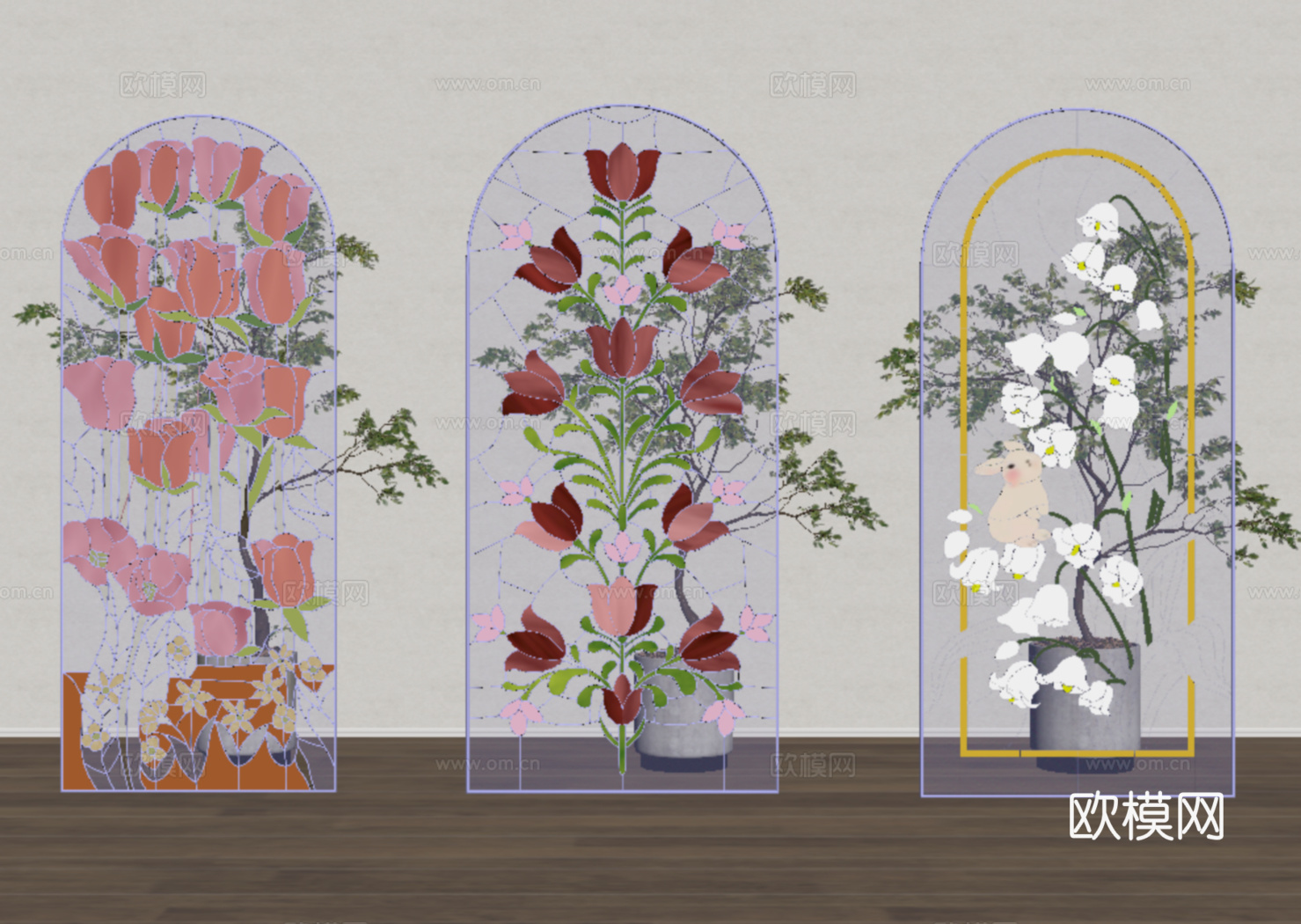 蒂凡尼 法式隔断 玻璃su模型