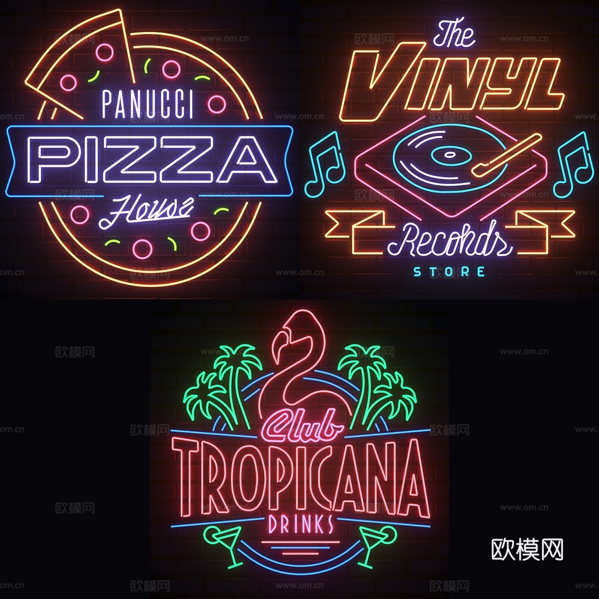 霓虹灯套装3d模型下载