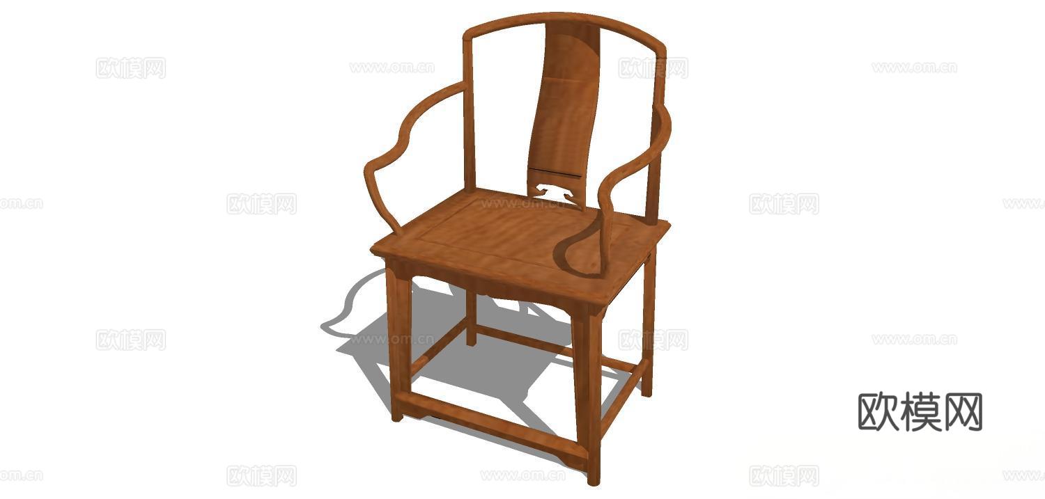 实木椅子 椅子 实木凳子 家用椅子 休闲座椅su模型