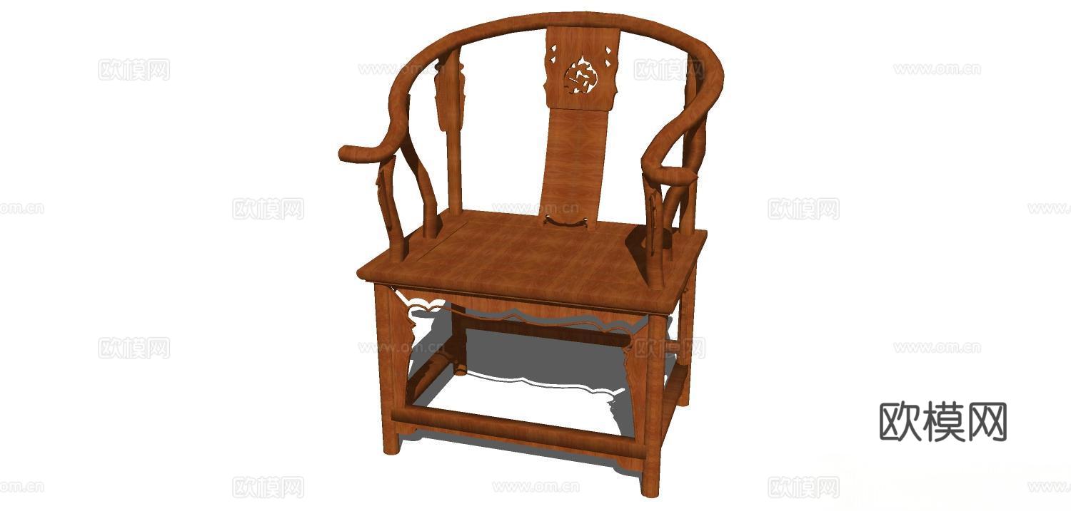 实木椅子 椅子 实木凳子 家用椅子 休闲座椅su模型