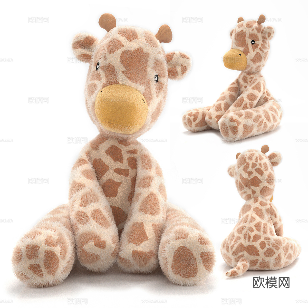 长颈鹿 毛绒玩具3d模型下载（渲染图1）