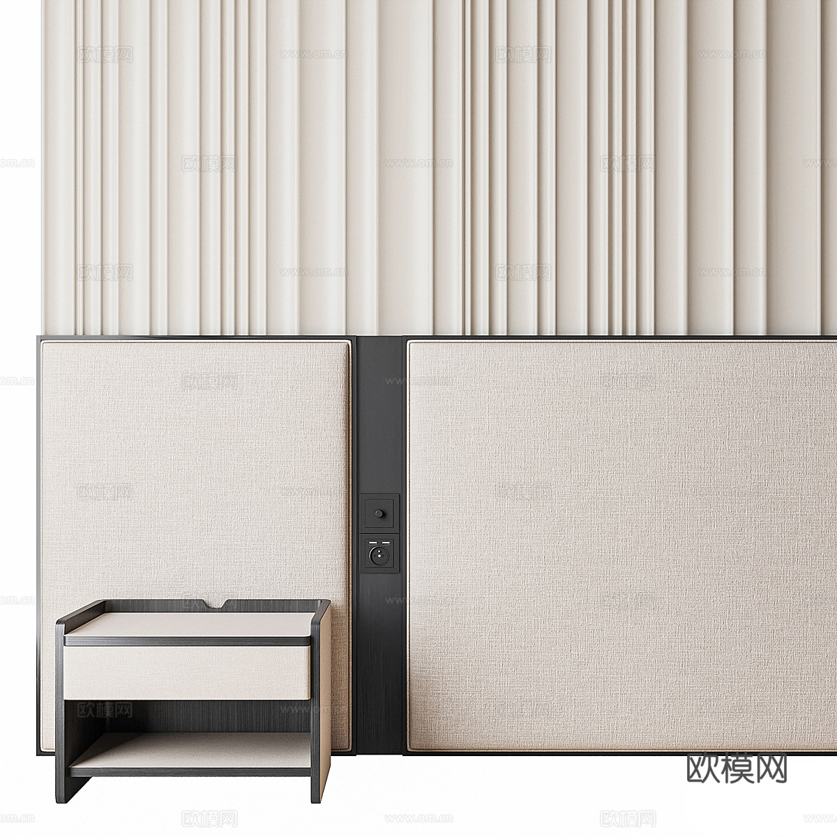 现代意式床头背景墙3d模型下载（渲染图3）