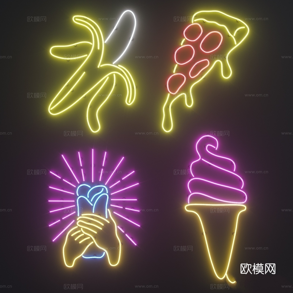 霓虹灯套装73d模型下载