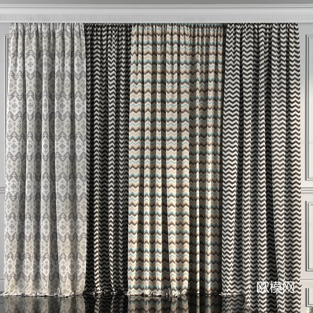 窗帘配窗户903d模型