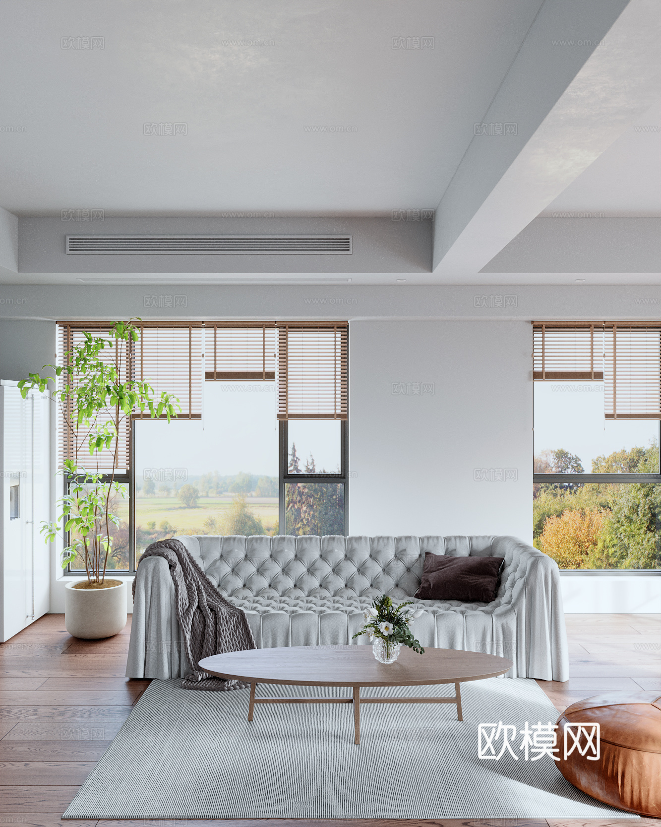 原木风客厅3d模型下载