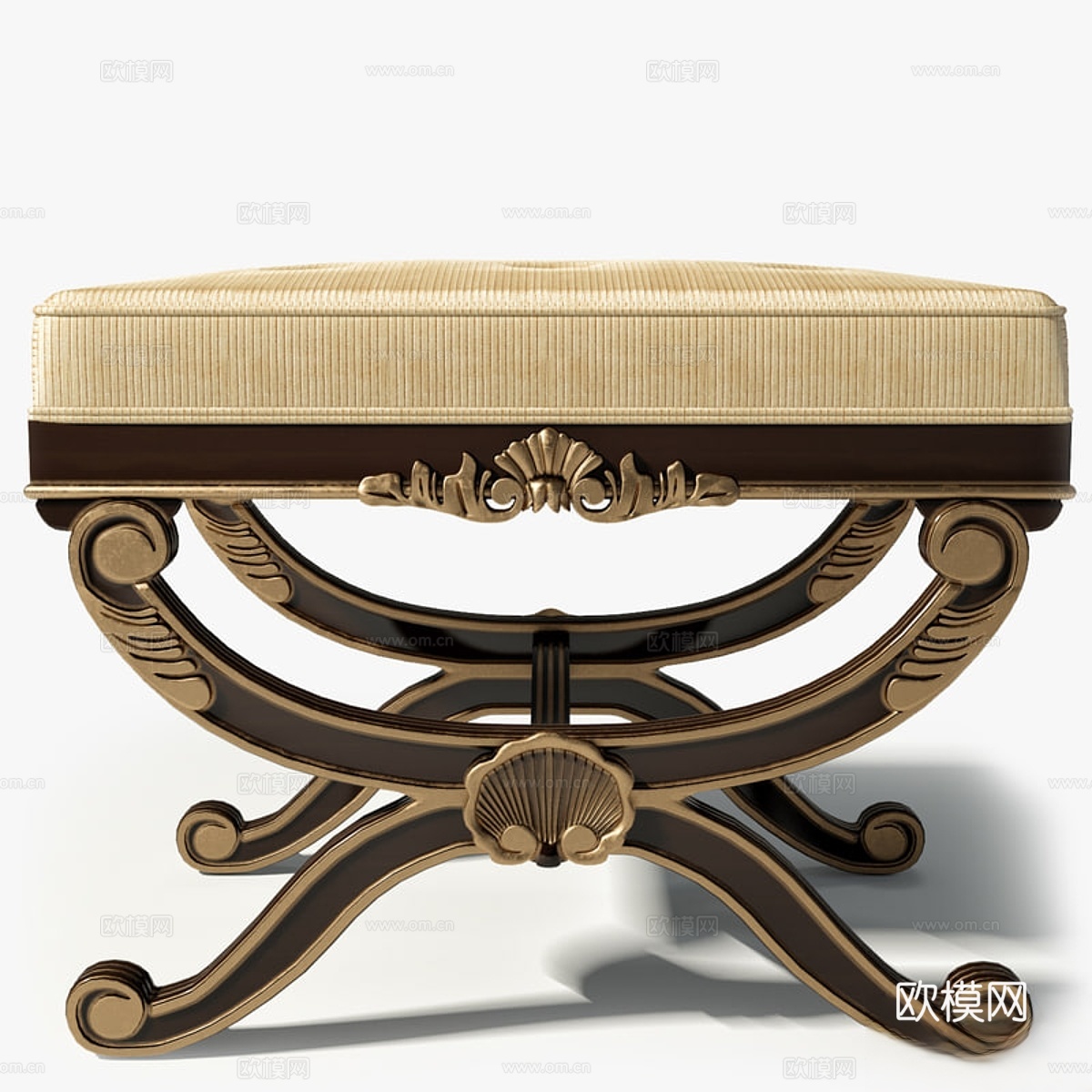 世纪家具长凳3919B法式脚凳3d模型下载