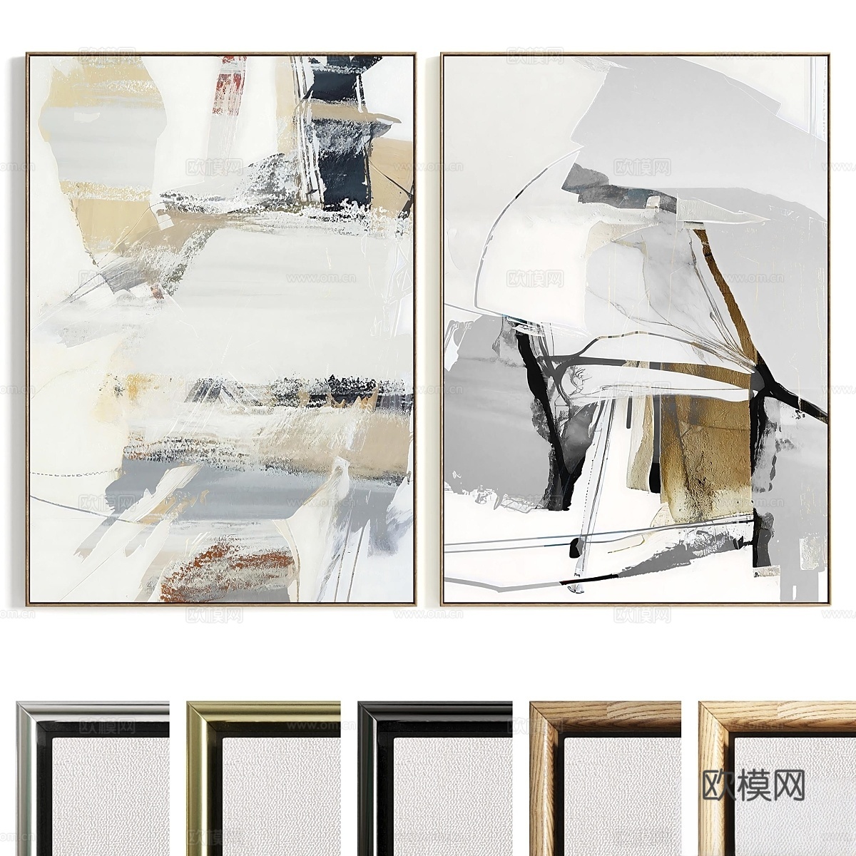 石膏双联相框 B-7173d模型