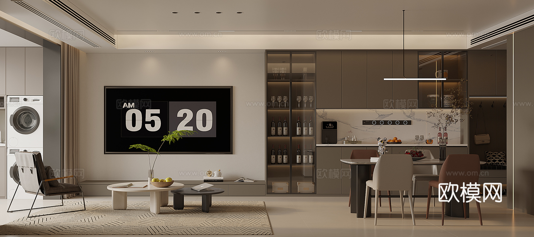 现代简约客餐厅3d模型