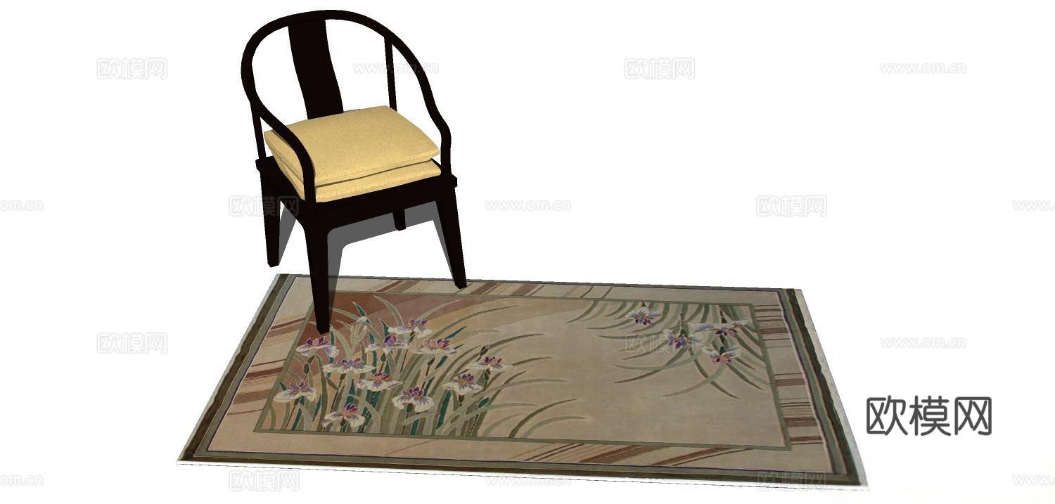 实木椅子 椅子 实木凳子 家用椅子 休闲座椅su模型下载