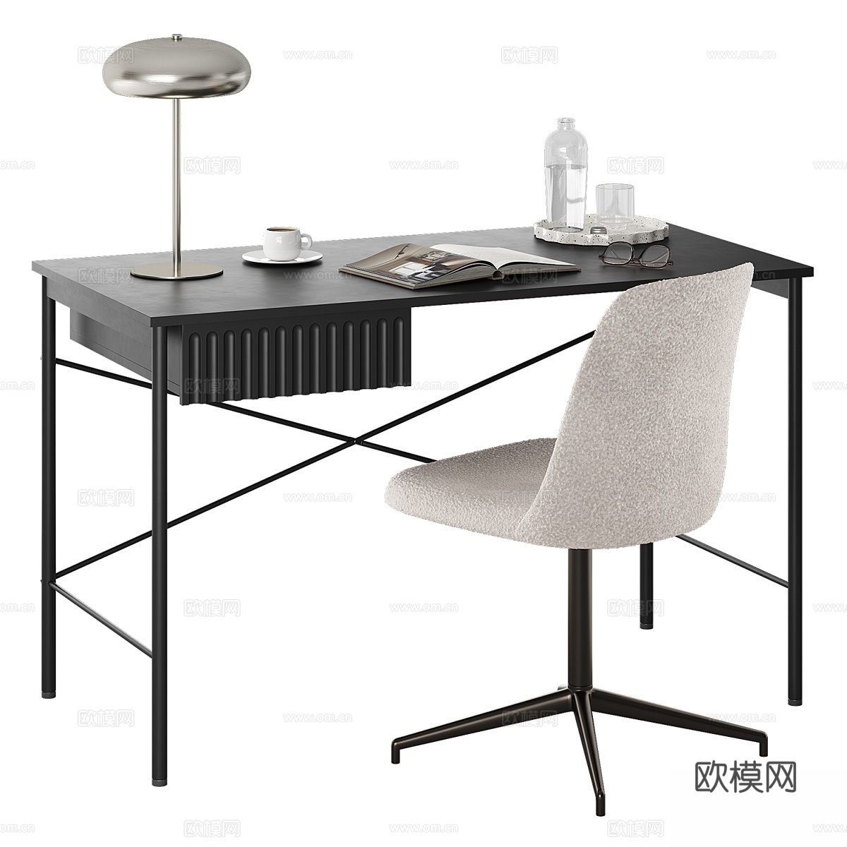 Tiron黑色办公区3d模型下载