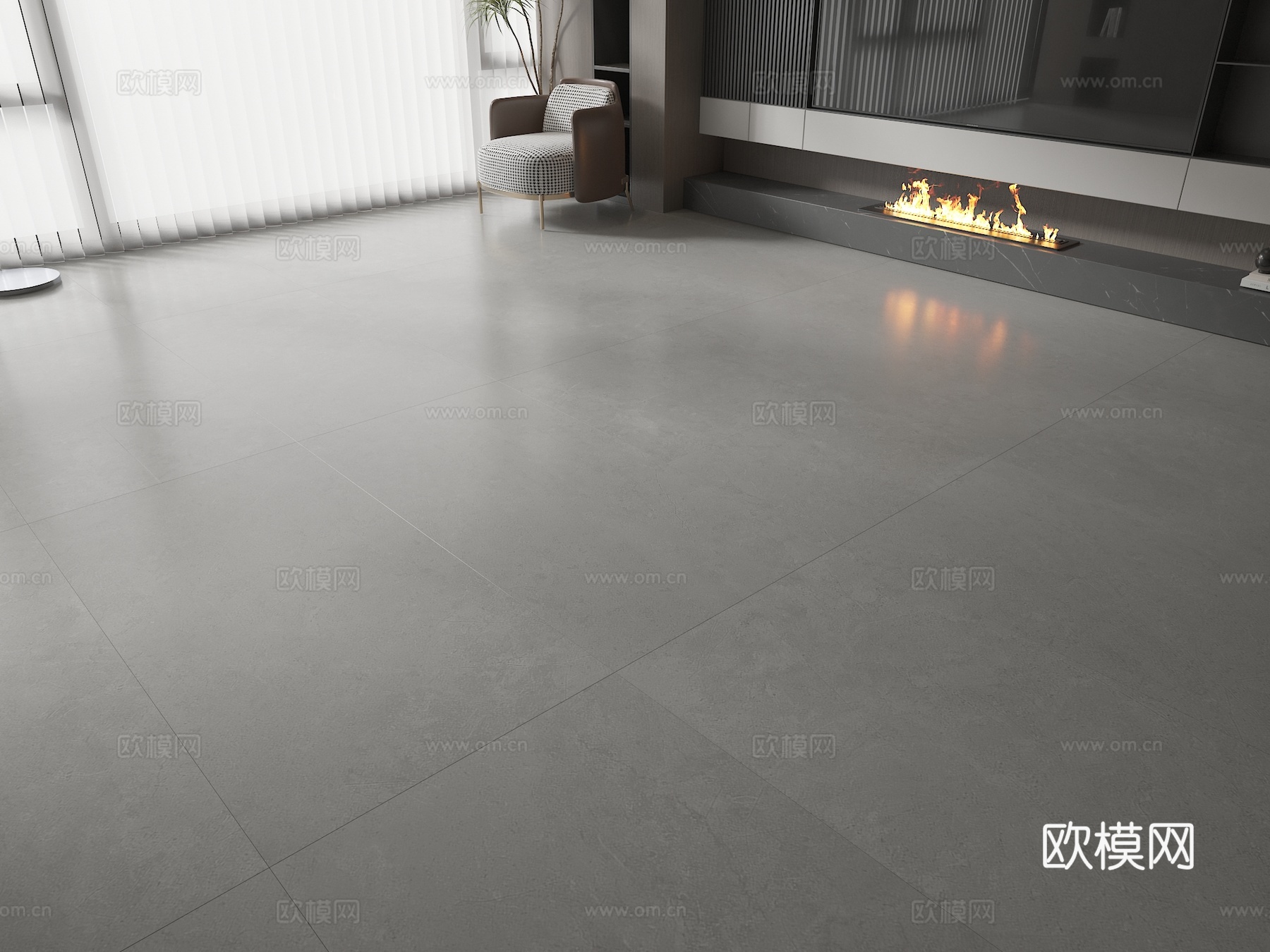 灰色瓷砖水泥砖 微水泥地面 现代微水泥 抛光混凝土 柔光砖su模型