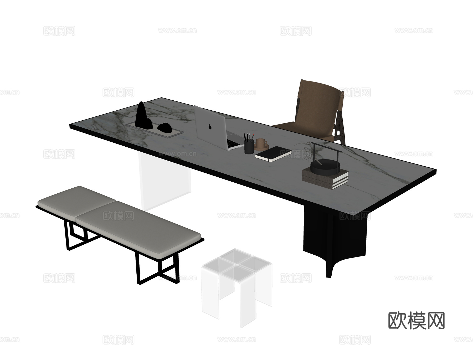 现代书桌椅 凳子 茶桌椅su模型