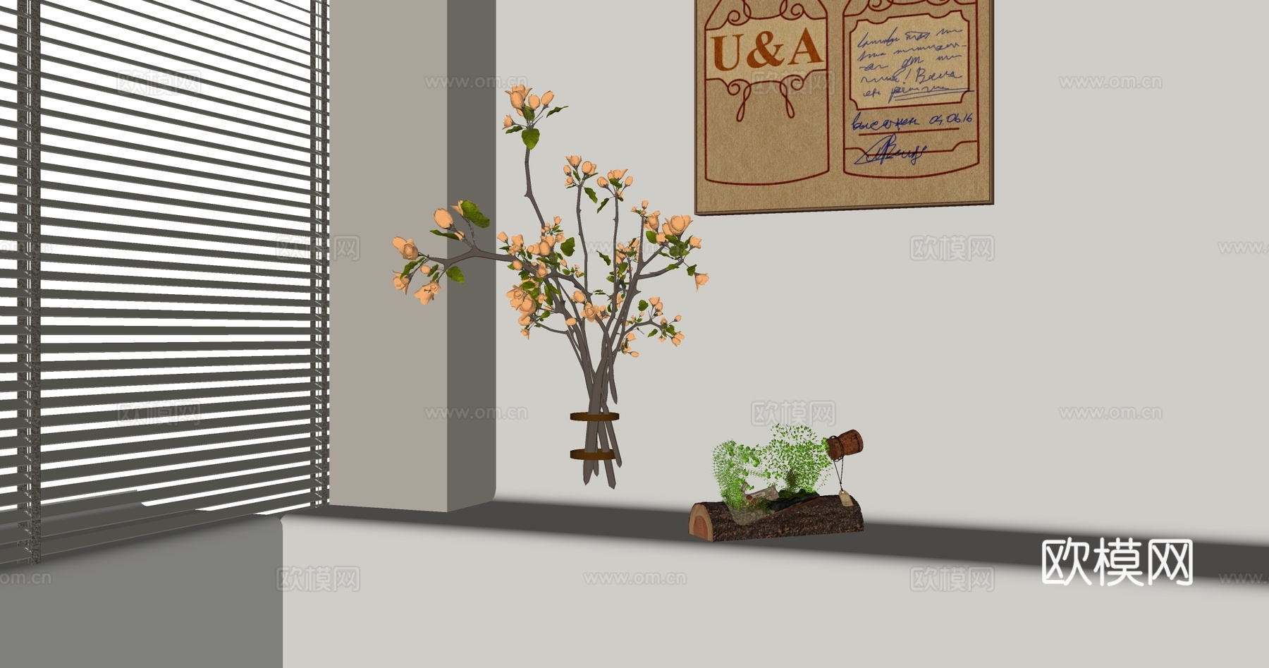 现代花瓶花卉组合  摆件组合su模型