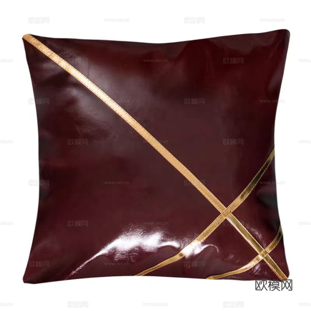 现代抱枕 枕头 皮革抱枕 拼接抱枕