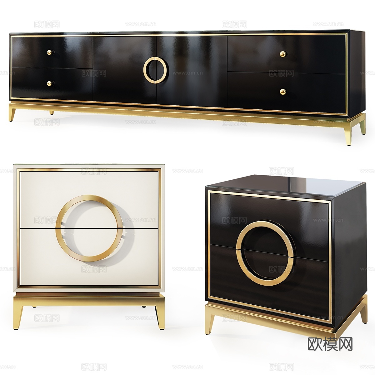 抽屉柜与床头柜 装饰艺术05.夜间款3d模型