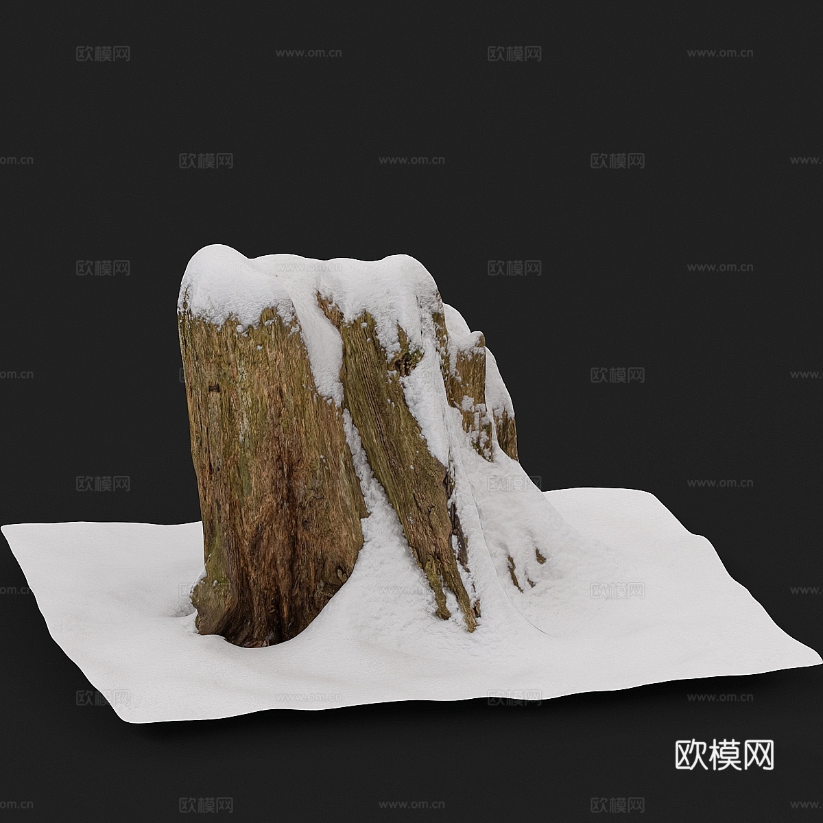 雪下树桩3d模型