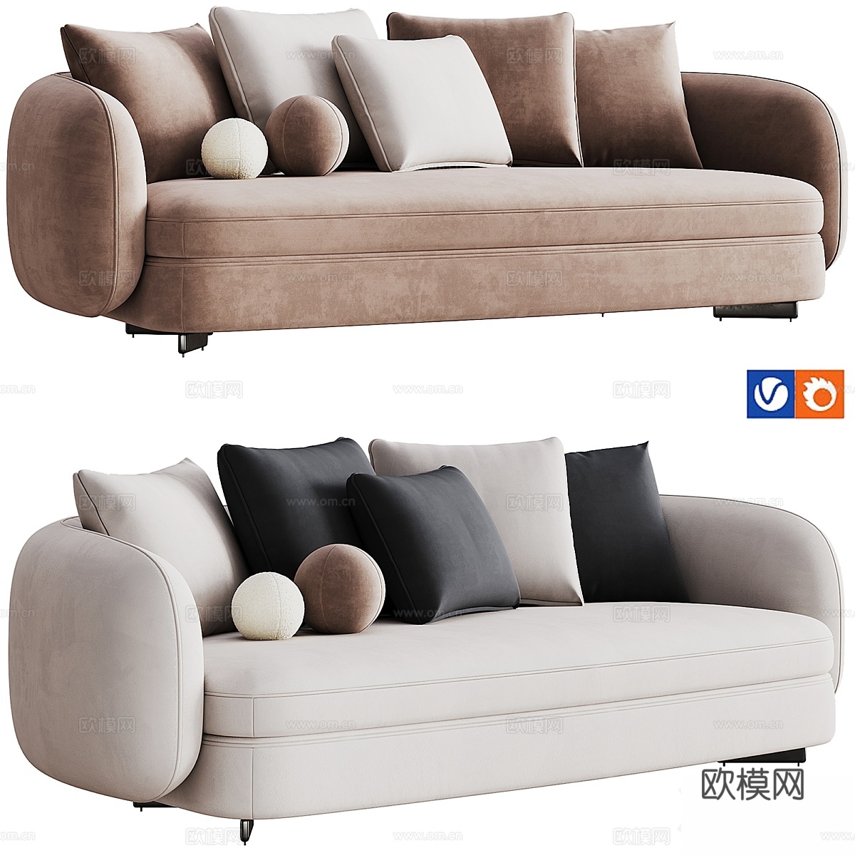 Poliform品牌圣日耳曼线条沙发3d模型下载