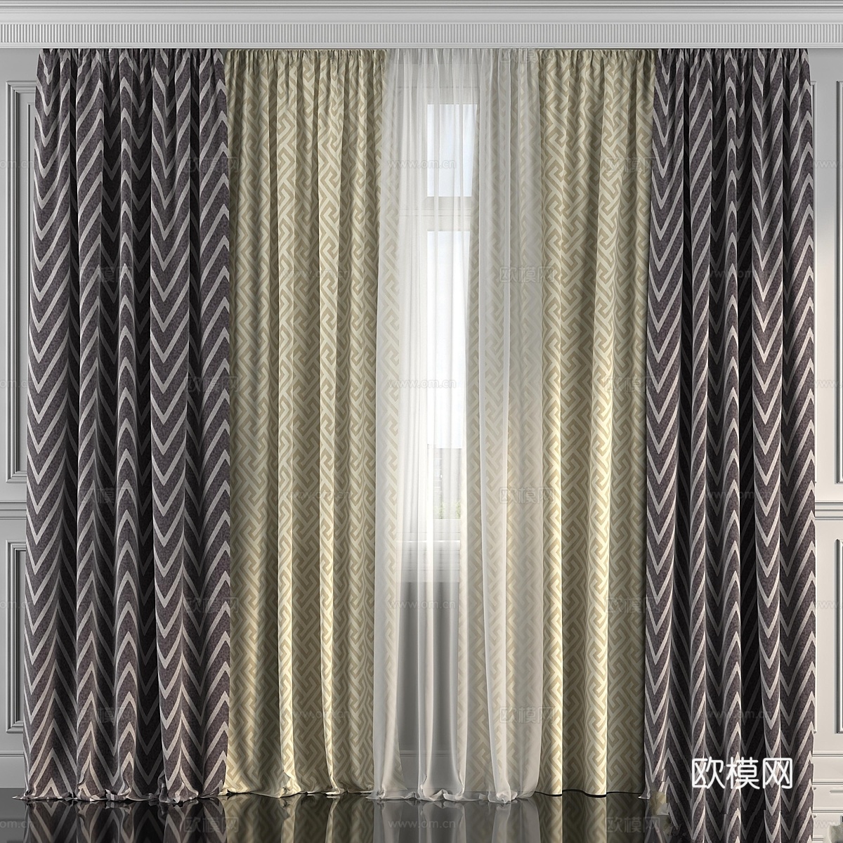 带窗帘的窗户1953d模型