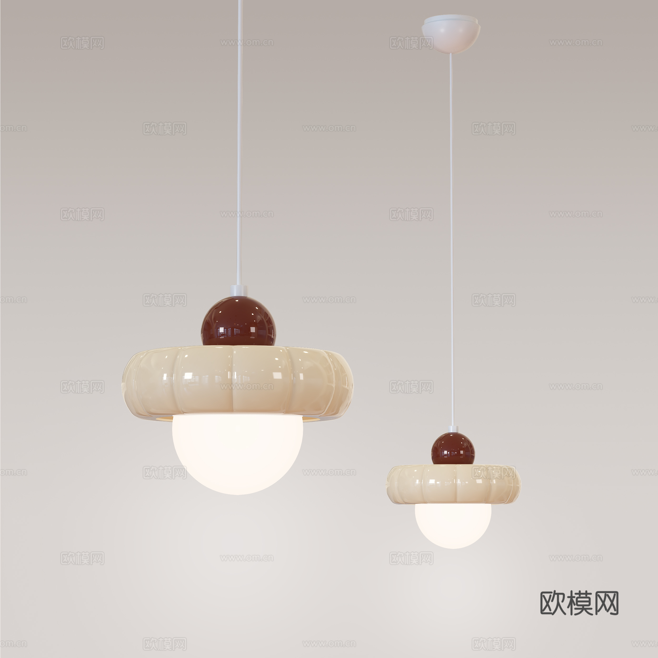 奶油风小吊灯现代北欧小吊灯卧室床头小吊灯儿童房小吊灯su模型