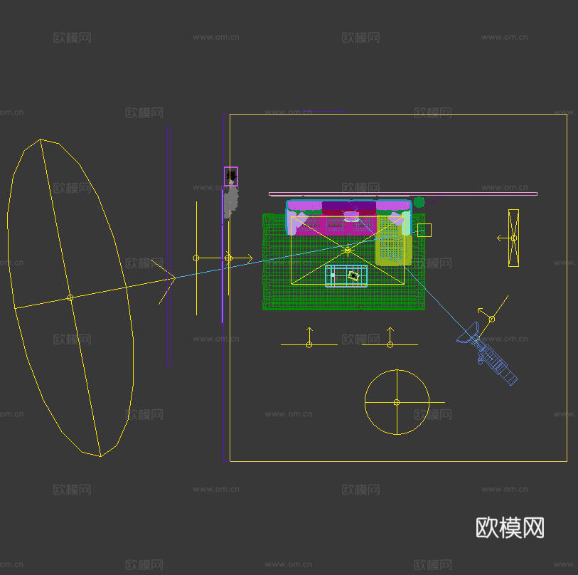 简约现代高脚沙发茶几组合3d模型下载（渲染图2）