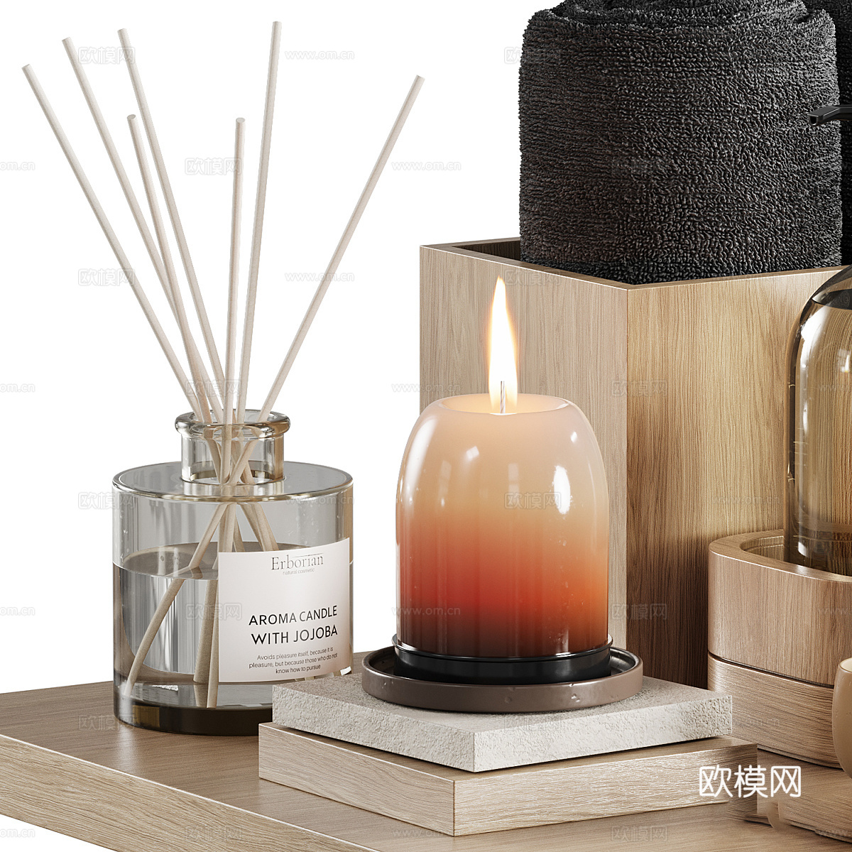 新中式浴室装饰套装3d模型下载（渲染图4）