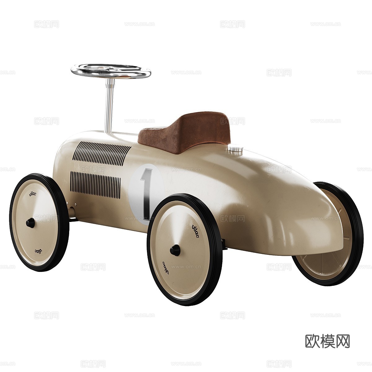 美式复古 Vilac 复古儿童玩具汽车3d模型下载（渲染图2）