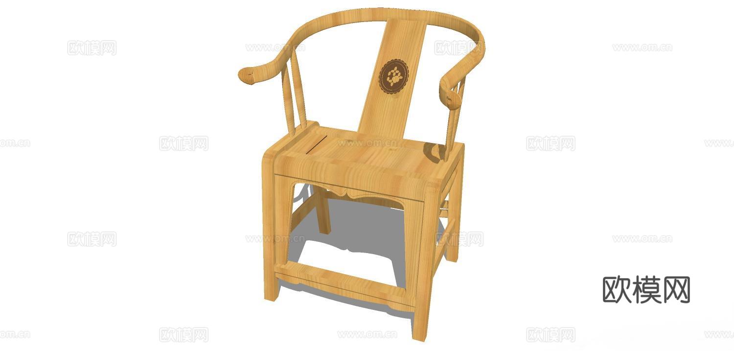 实木椅子 椅子 实木凳子 家用椅子 休闲座椅su模型