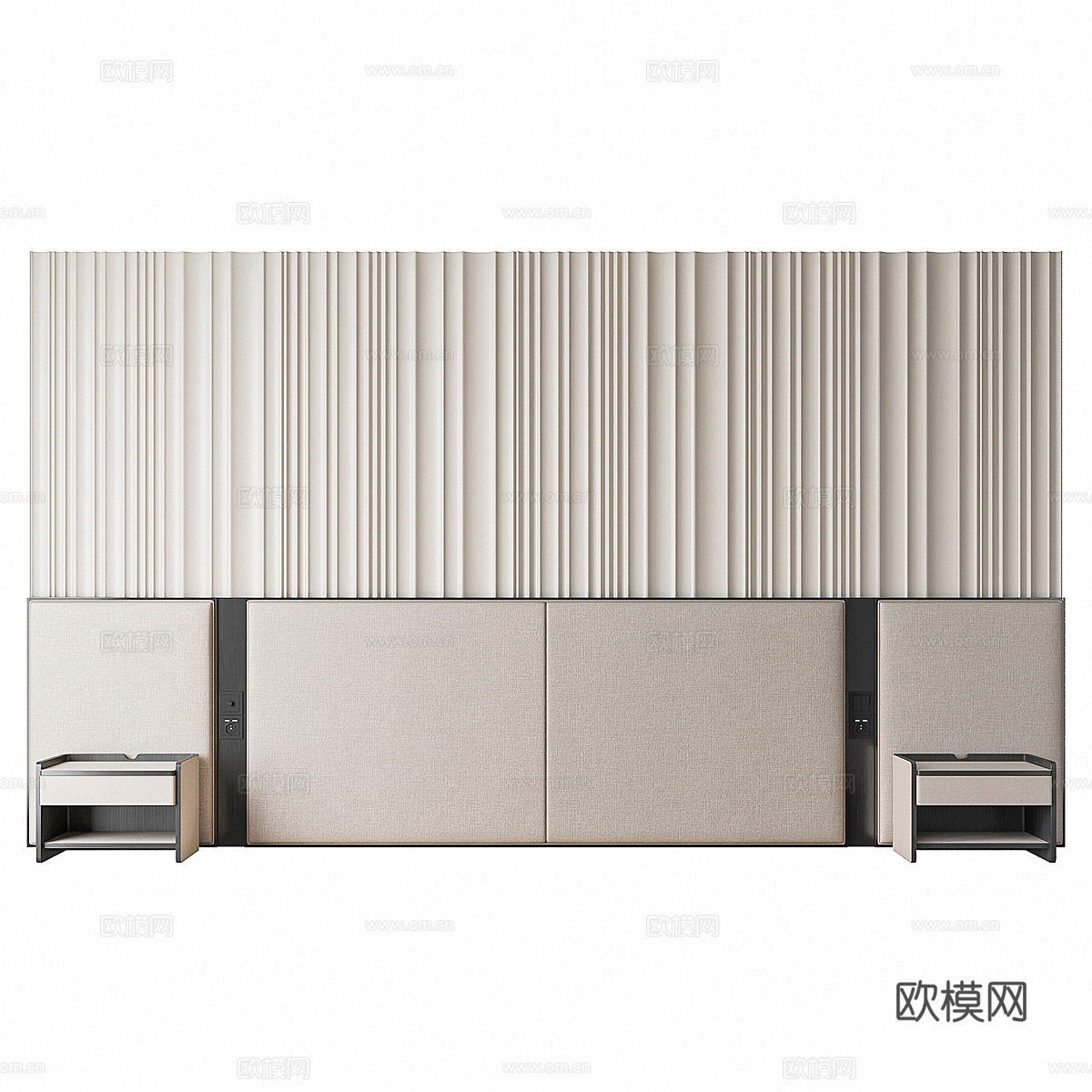 现代意式床头背景墙3d模型下载（渲染图2）