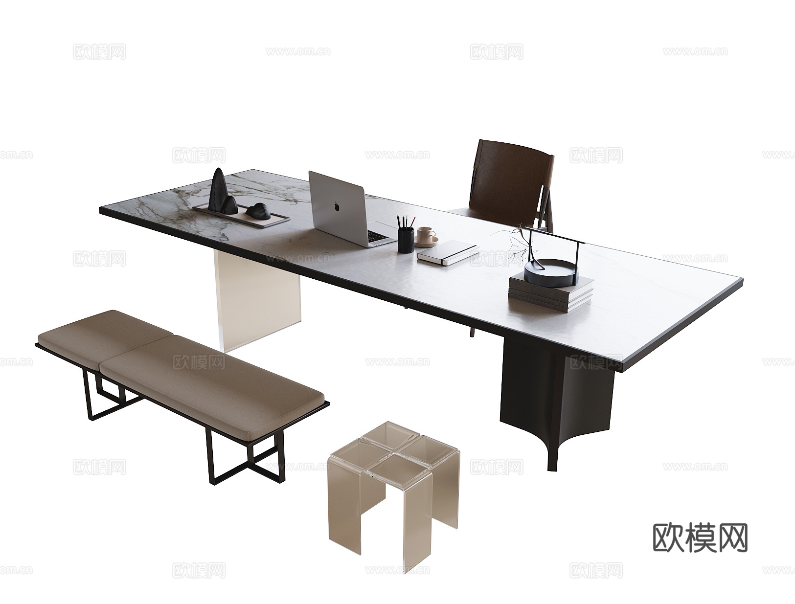 现代书桌椅 凳子 茶桌椅su模型