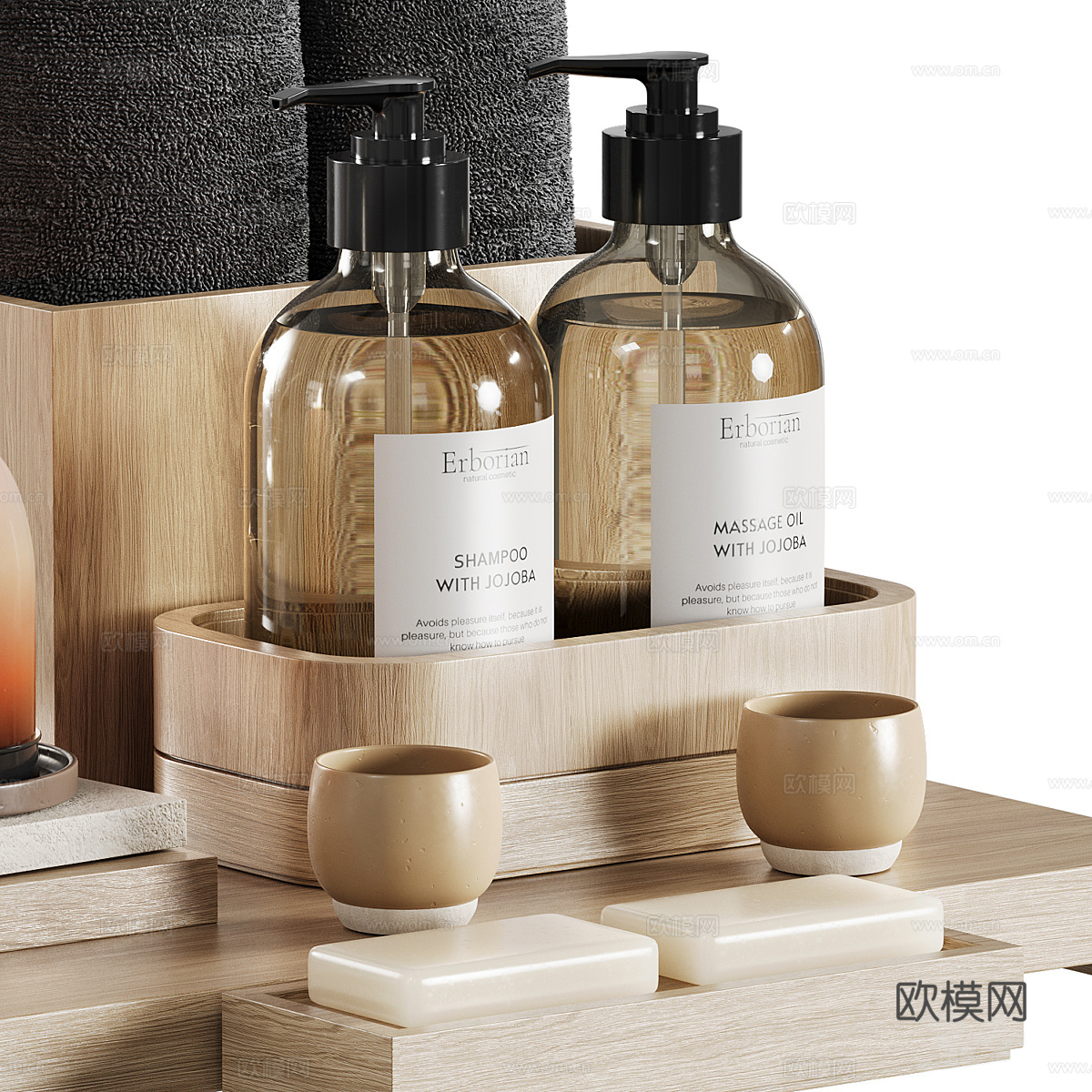 新中式浴室装饰套装3d模型下载（渲染图3）