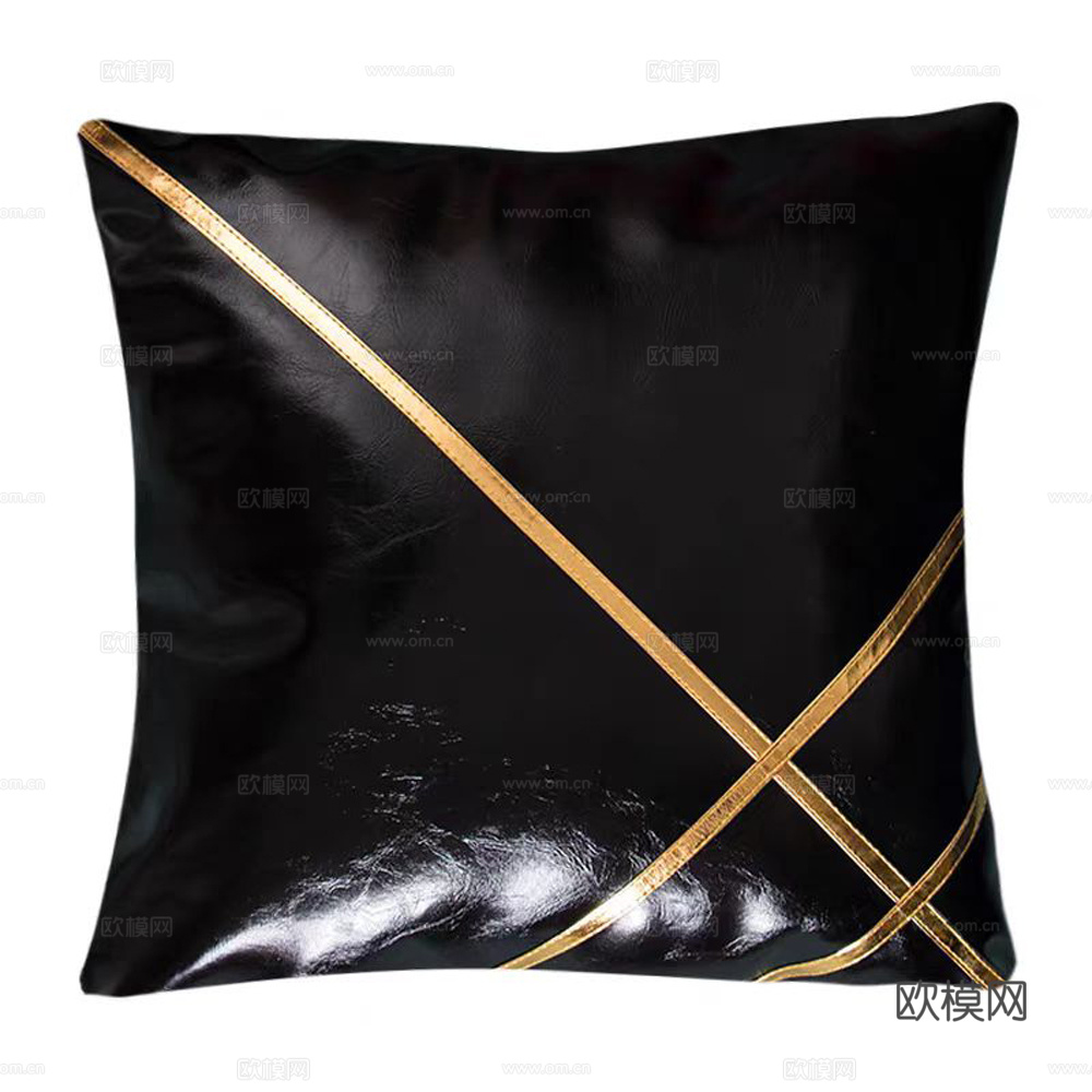 现代抱枕 枕头 皮革抱枕 拼接抱枕