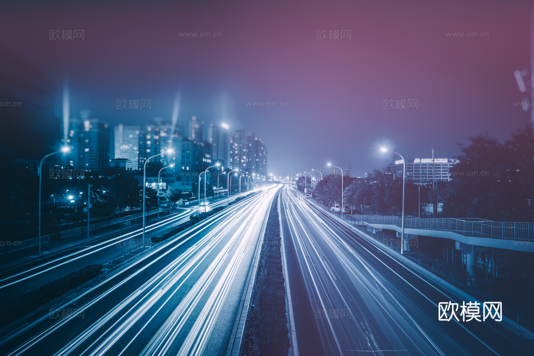 公路建筑夜景 外景 都市风情