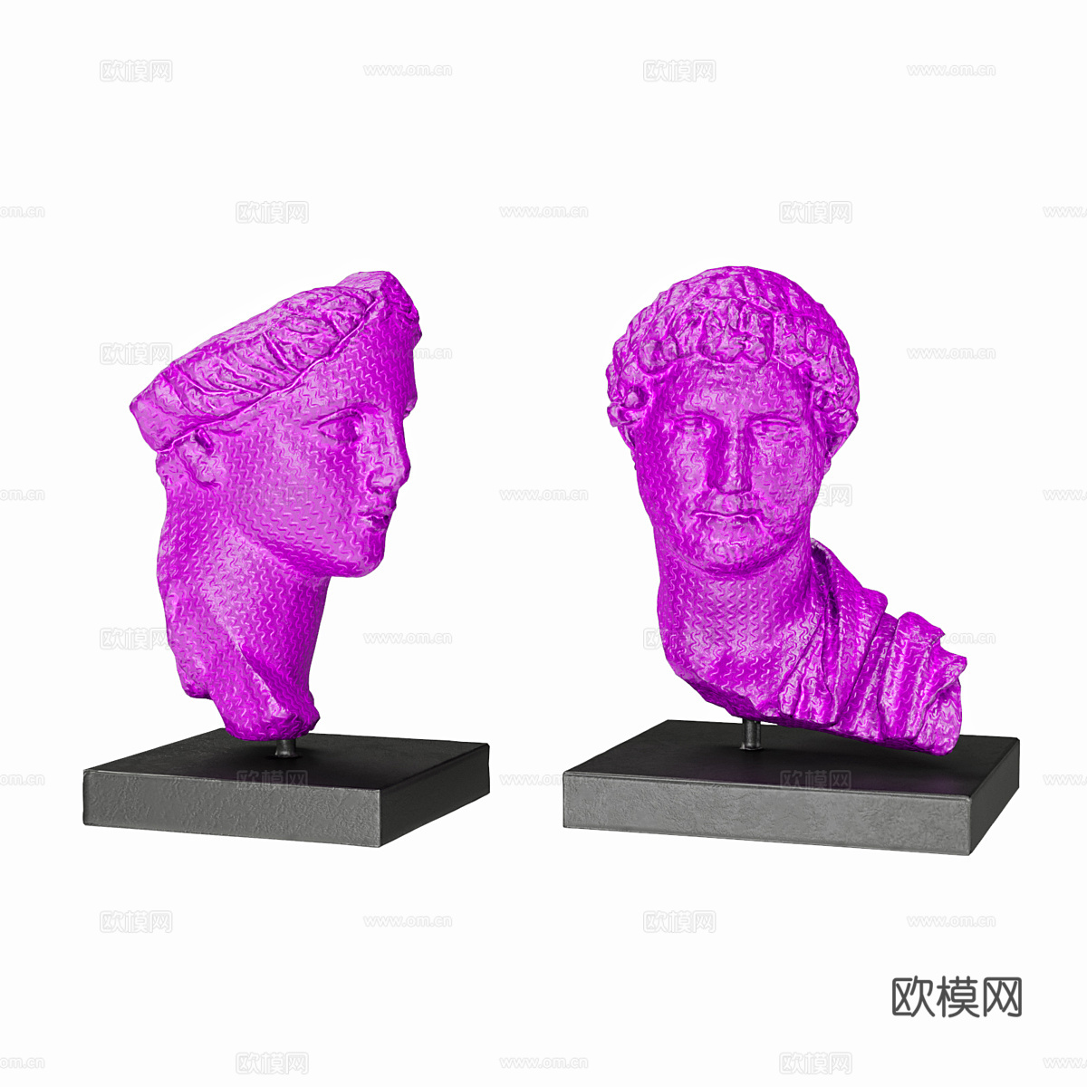 法式希腊半身像雕塑3d模型下载（渲染图4）