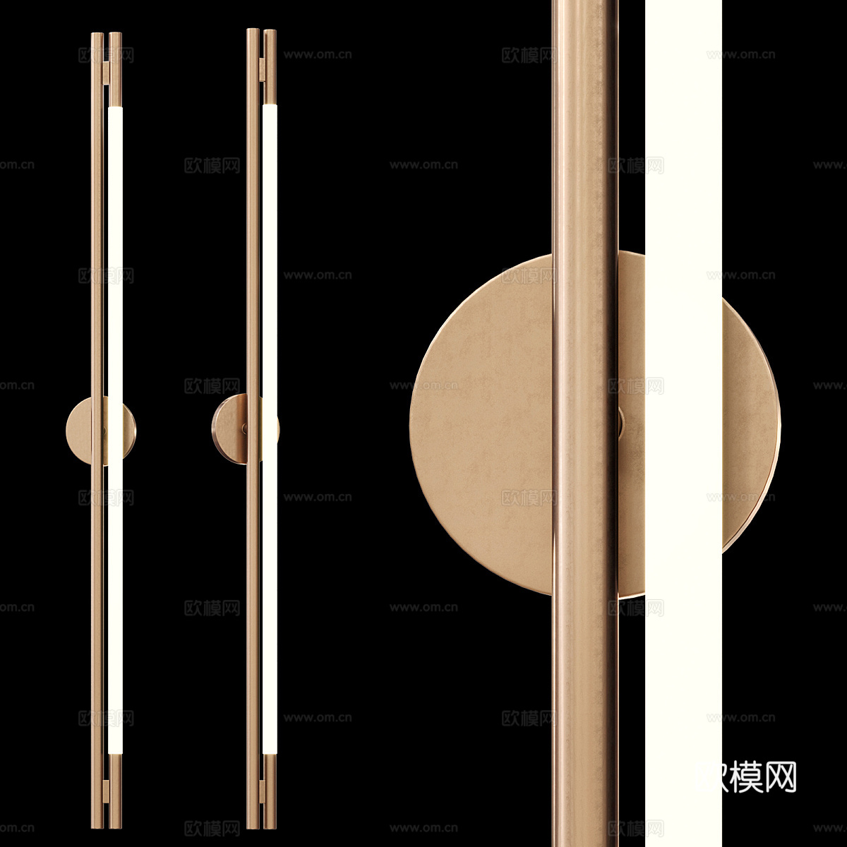 现代轻奢 Romatti 长条金属壁灯3d模型下载（渲染图1）