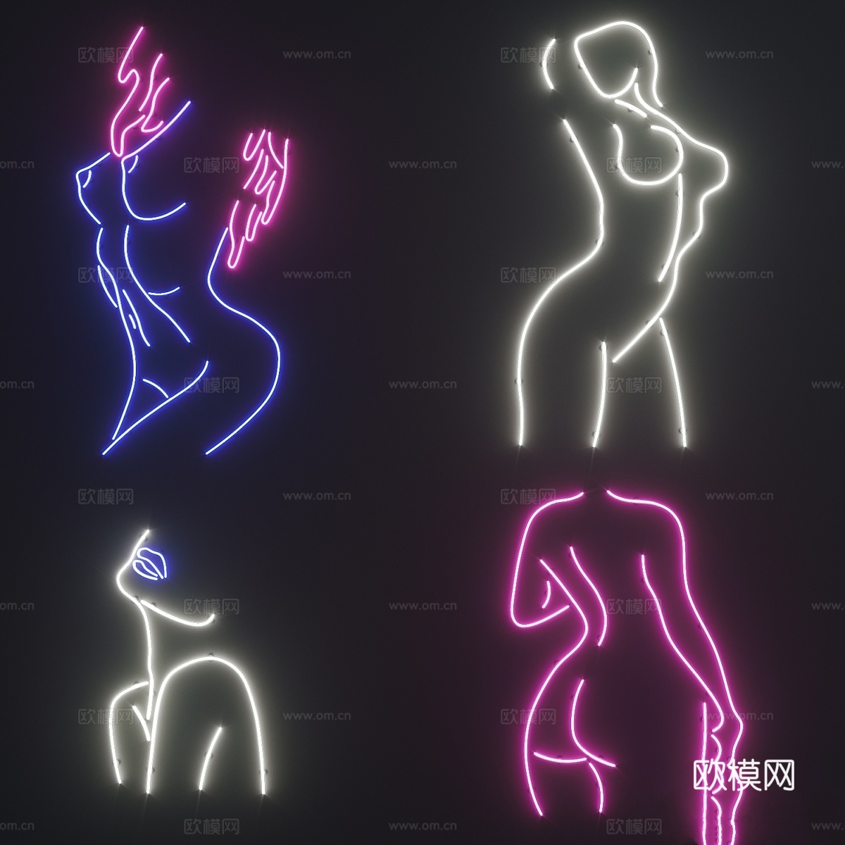 霓虹灯套装53d模型下载