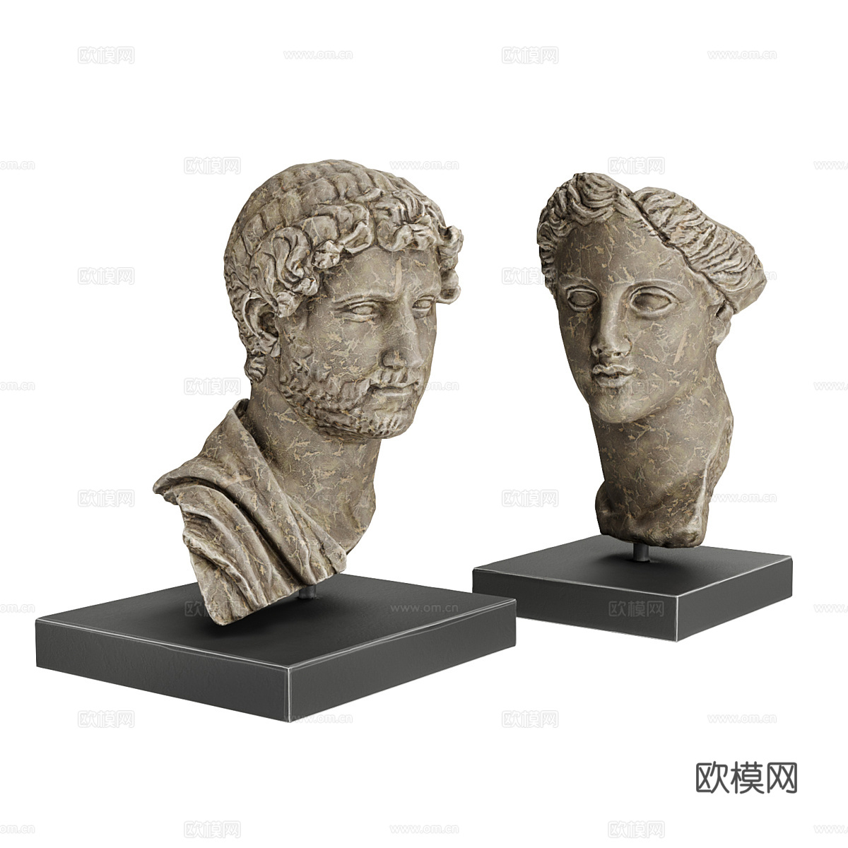 法式希腊半身像雕塑3d模型下载（渲染图5）